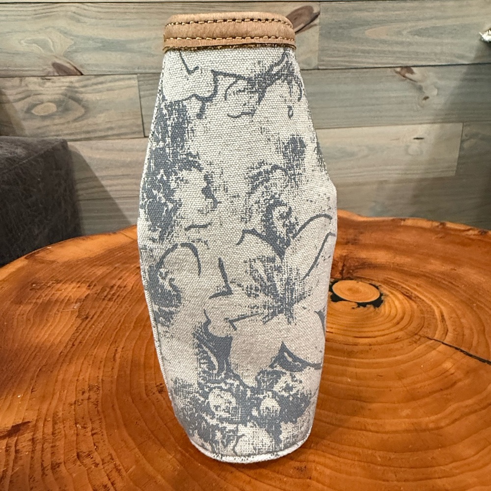Myra Bag Floral Gray and Tan Drinkware Sleeve